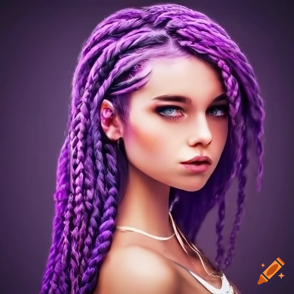 Girl with purple braided hair on Craiyon