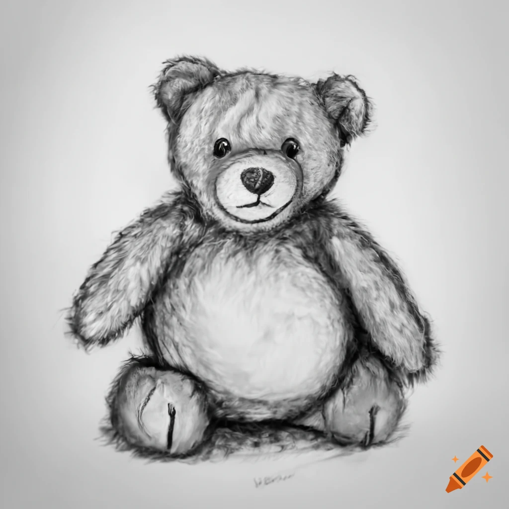 The Drawing of Cute Teddy Bear. Printable Art. Digital File. Instant  Download - Etsy