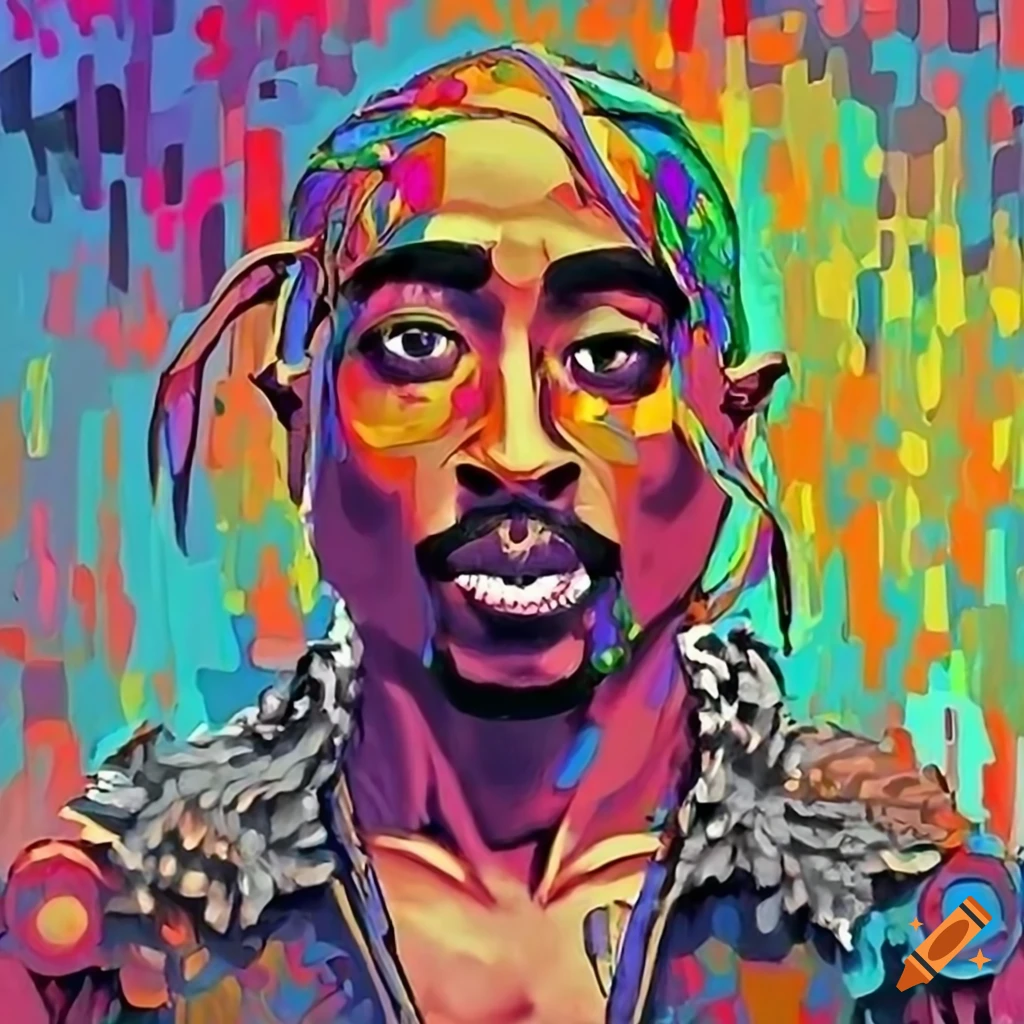 Impressionistic artwork inspired by 2pac on Craiyon