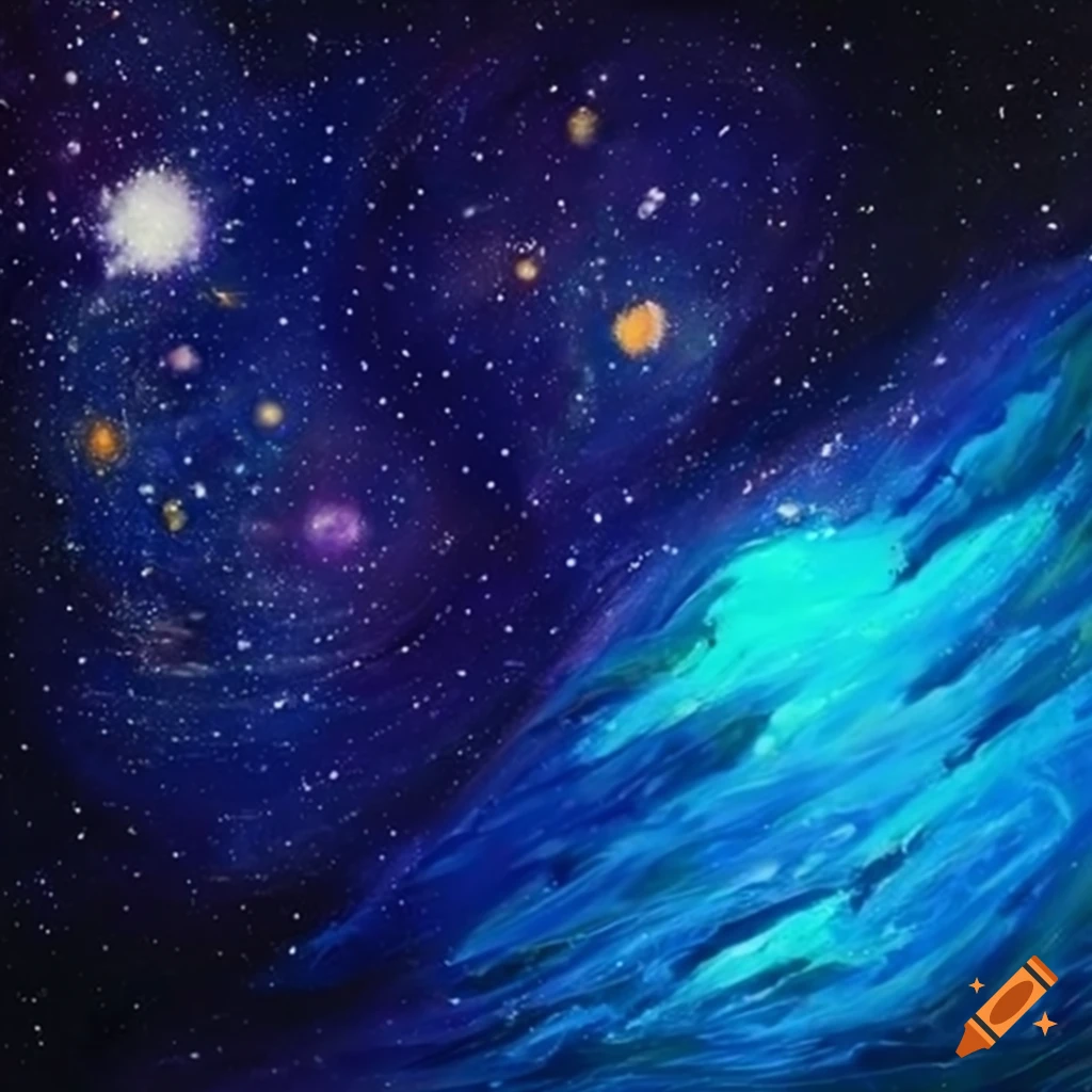 Crayon drawing of stars in outer space