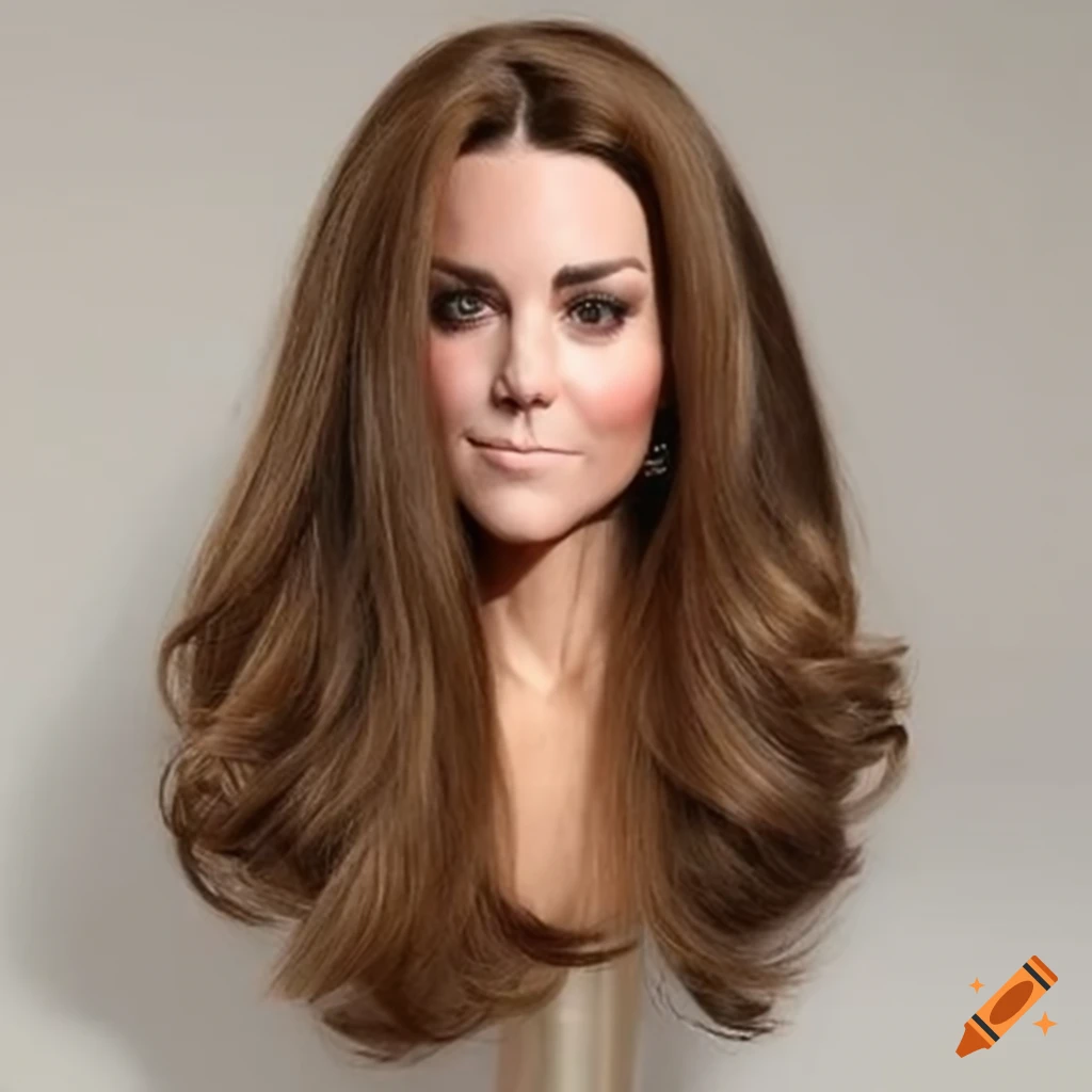 styling head of Kate Middleton with long flowing hair
