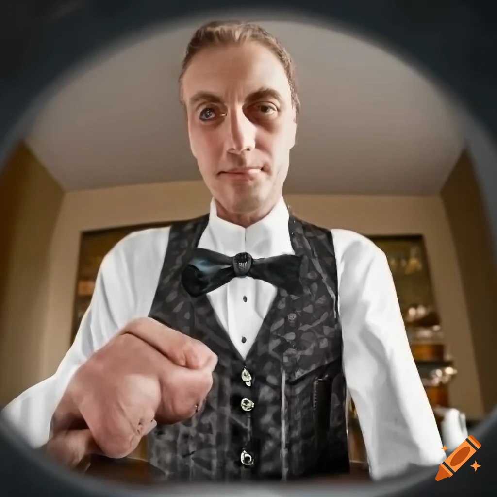close-up of a 1940s bartender wiping the counter