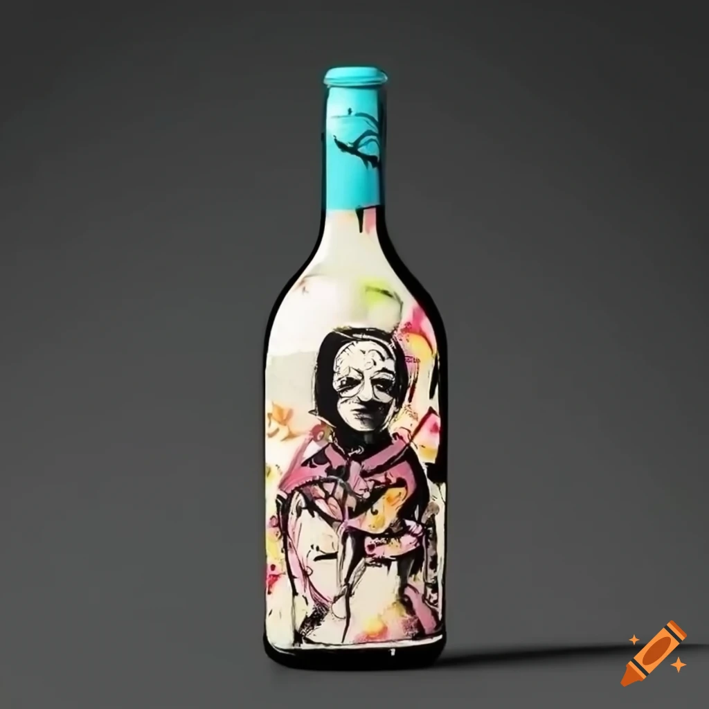 graffiti style Montilla Moriles wine bottle