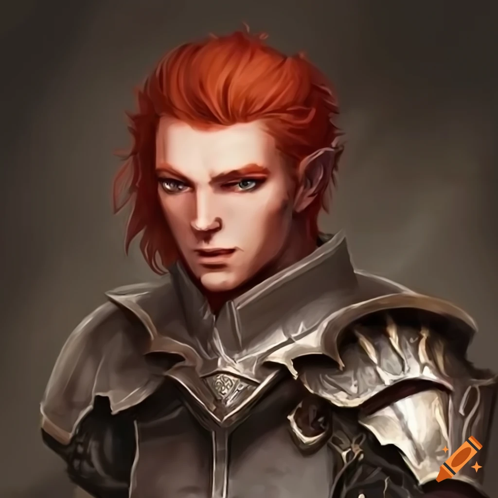 image of a red-haired male elf knight
