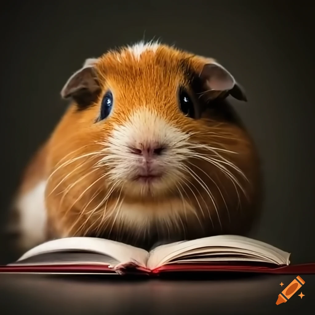 Cute guinea pig reading a book on Craiyon