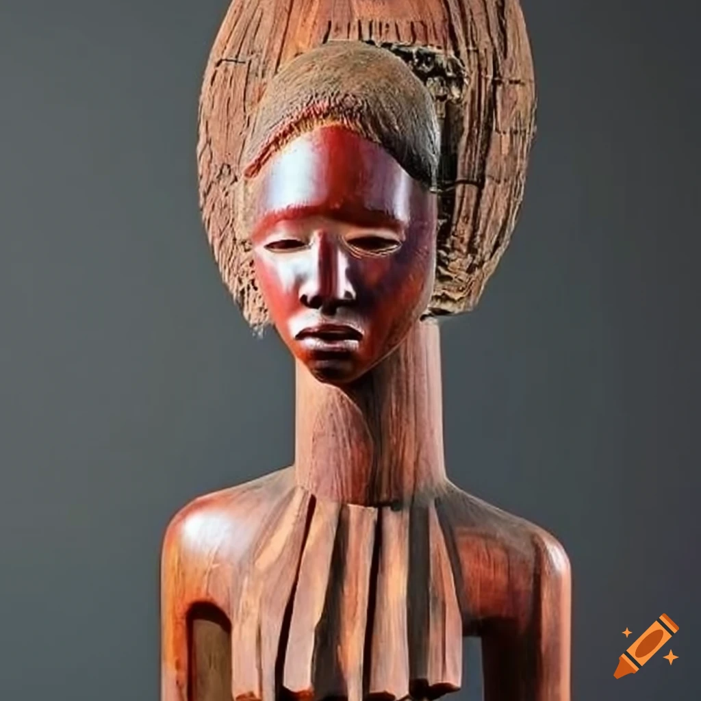 wood carving of a stylized human figure