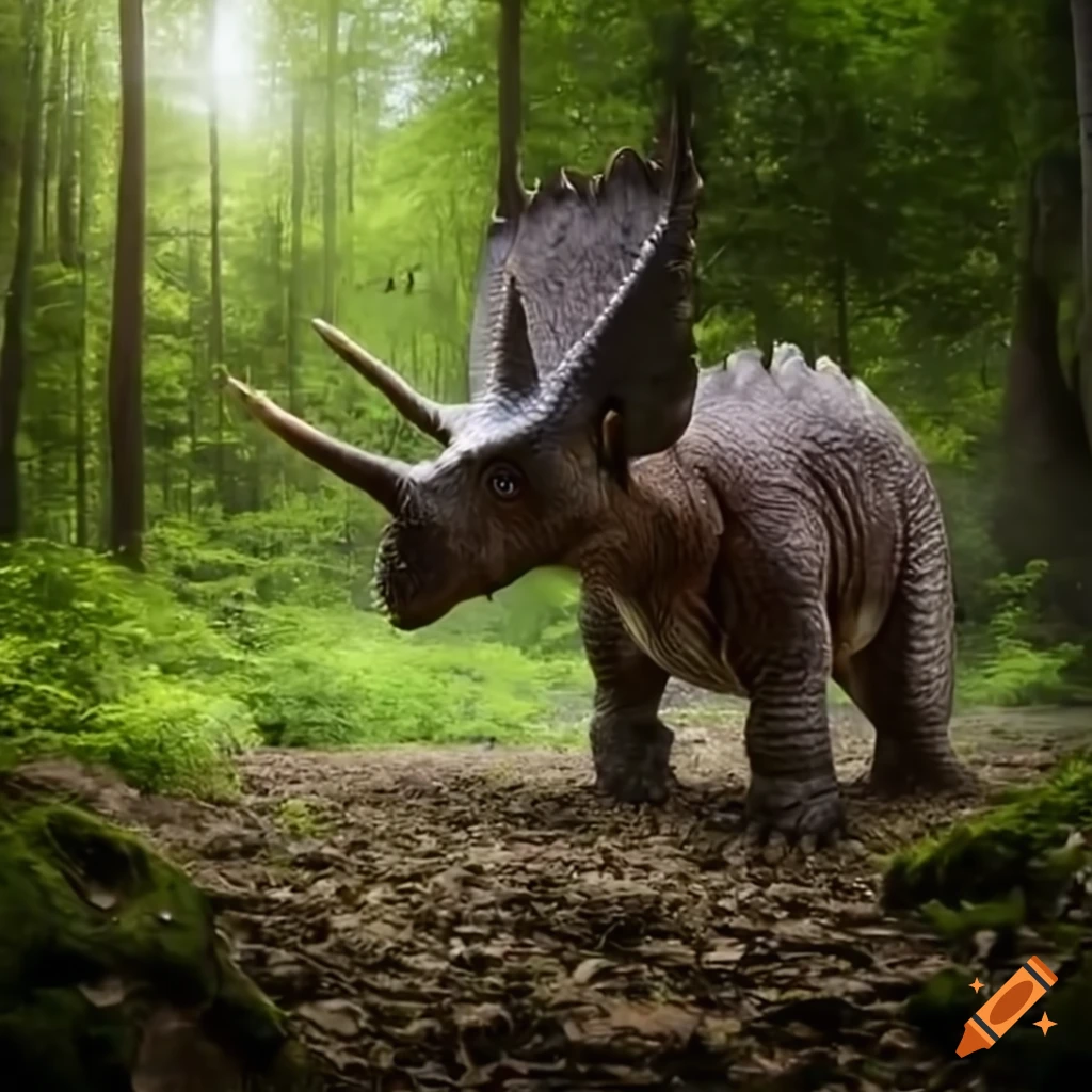 Triceratops wandering in the woods