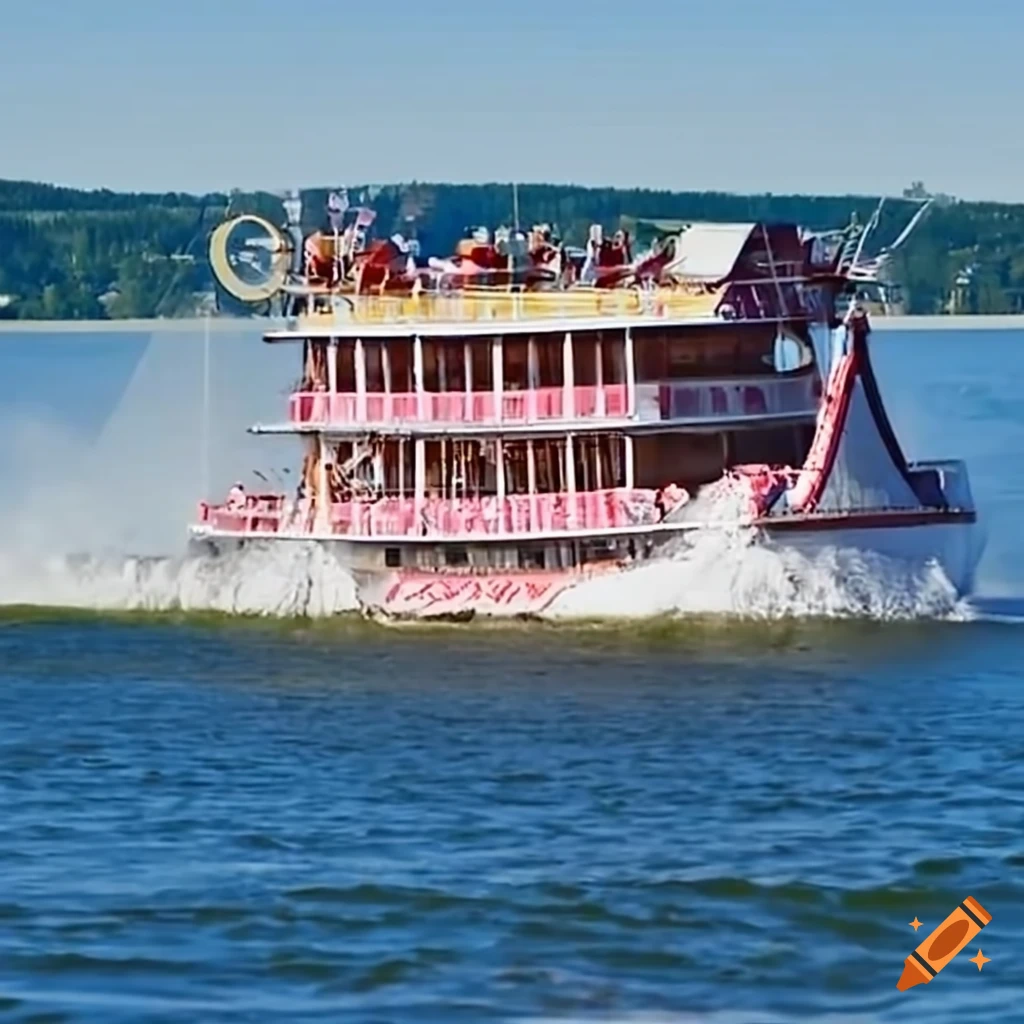 Steamboat doing donuts on a lake on Craiyon