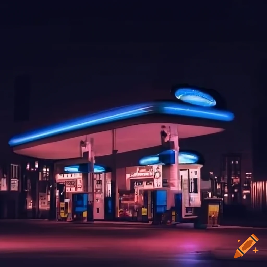 Night scene of a convenience store and open car window on Craiyon