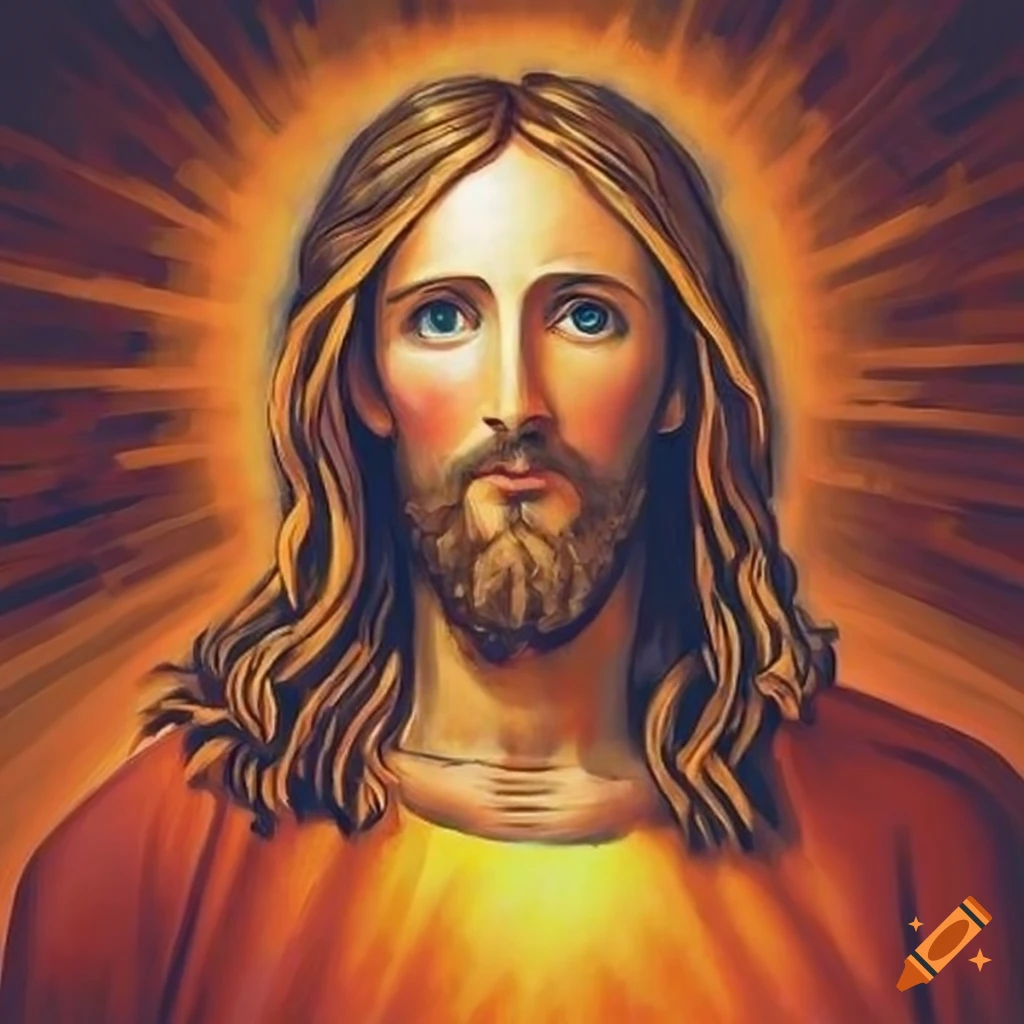 Orange themed Artwork Of Jesus On Craiyon