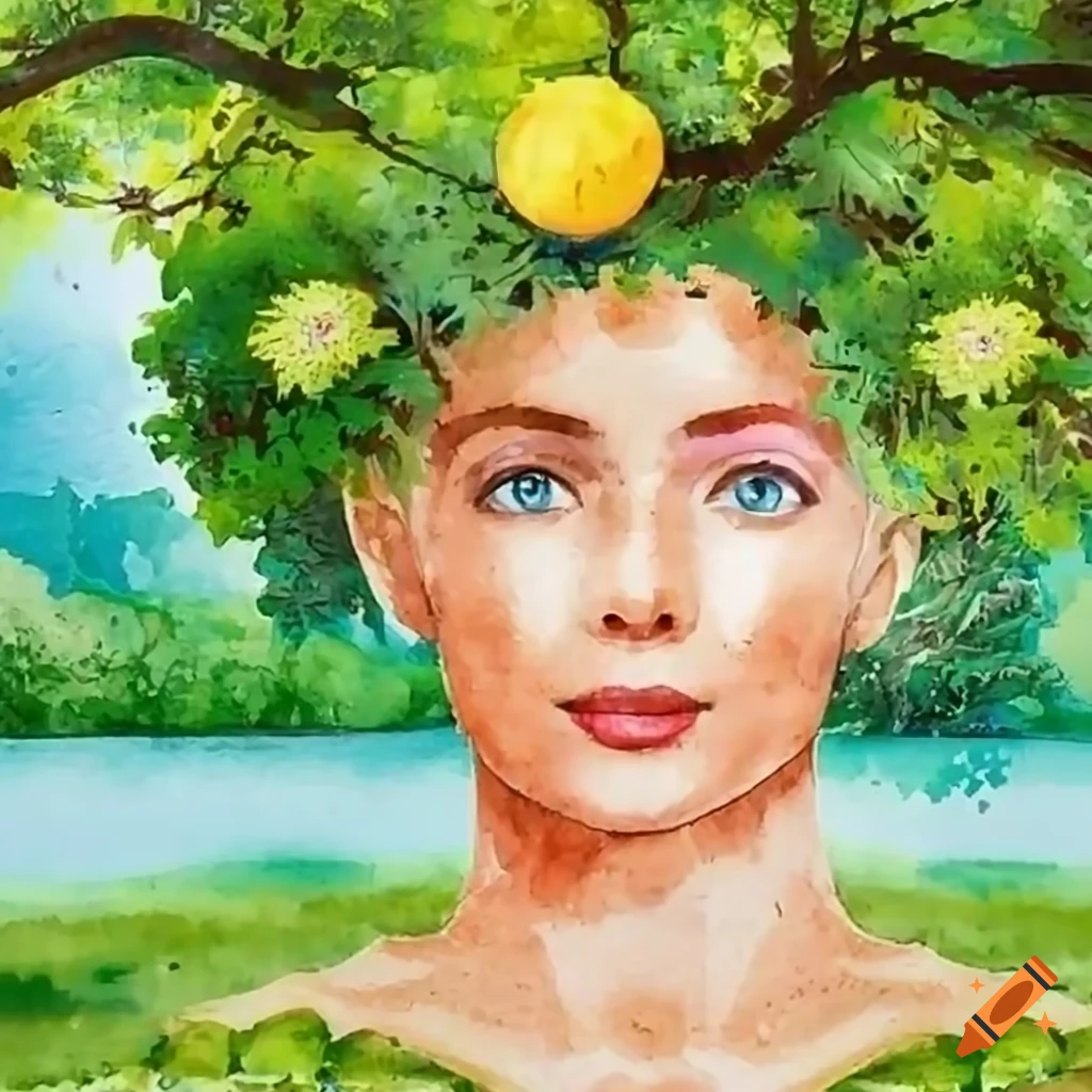 Summer trees merged with a human head artwork