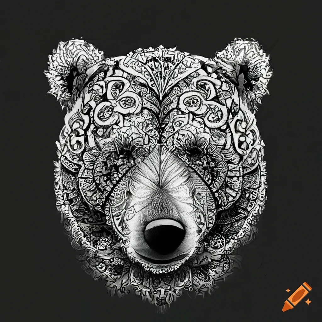 Tattoo Sketch Maori Style with Bear Head Stock Vector - Illustration of  black, isolated: 152856290