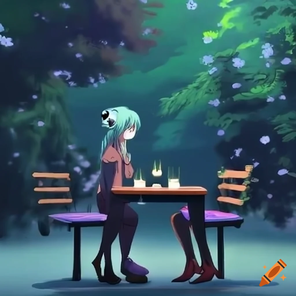 romantic date opening scene in a park
