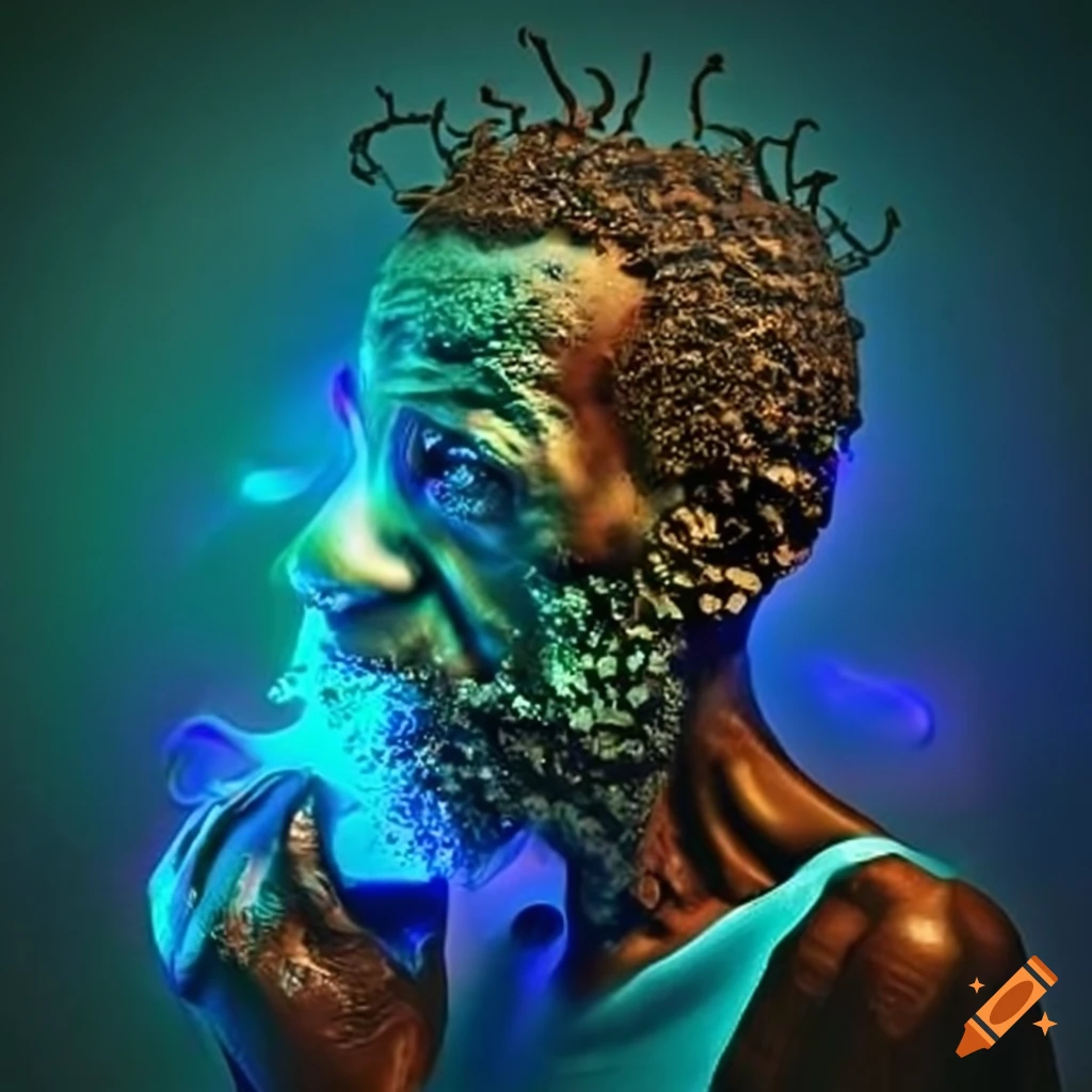 Image Of An Old Black Man Identifying Bioluminescent Plants
