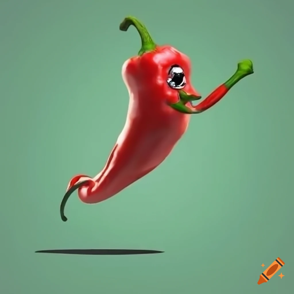 Animated chilli pepper with a hat on Craiyon
