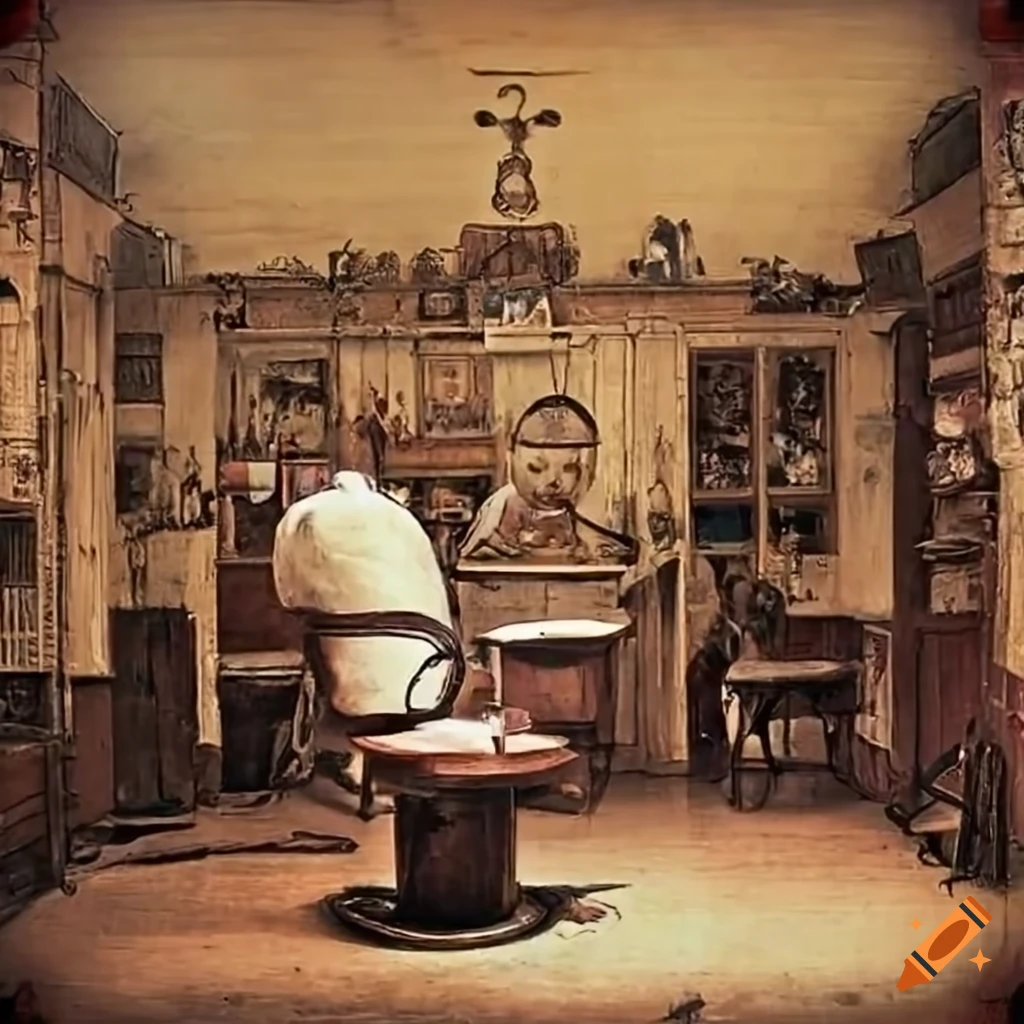 historic image of an empty barber shop in Rio de Janeiro, 1889