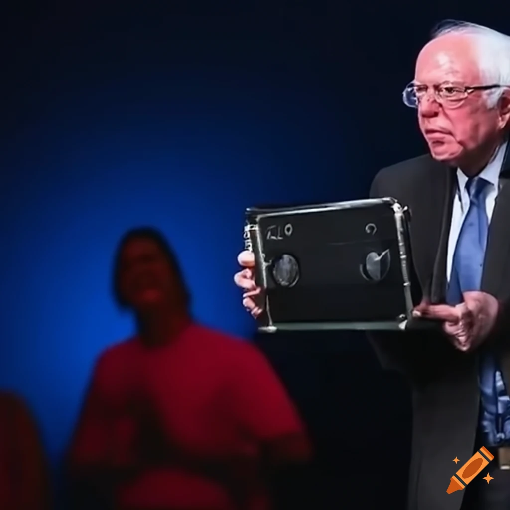 Bernie Sanders holding a check