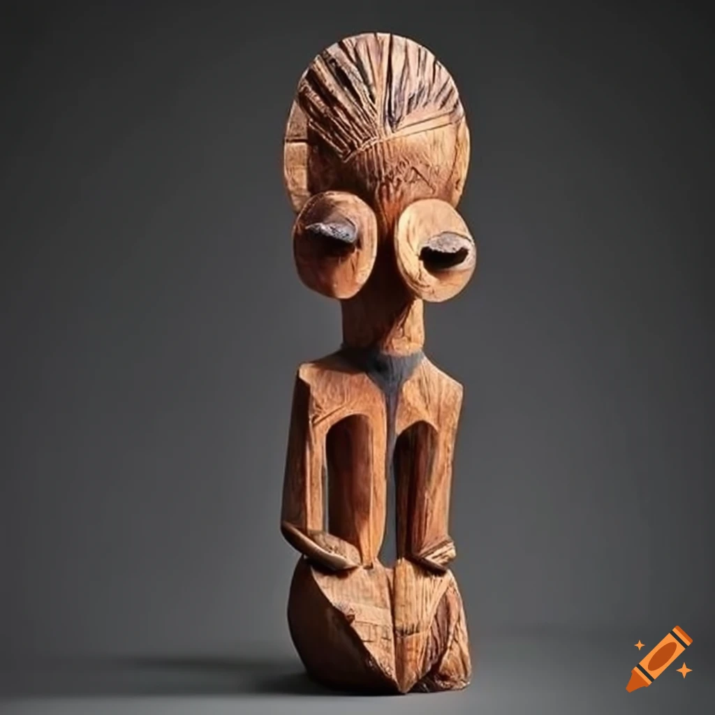 captivating wooden sculpture inspired by West African tribal art