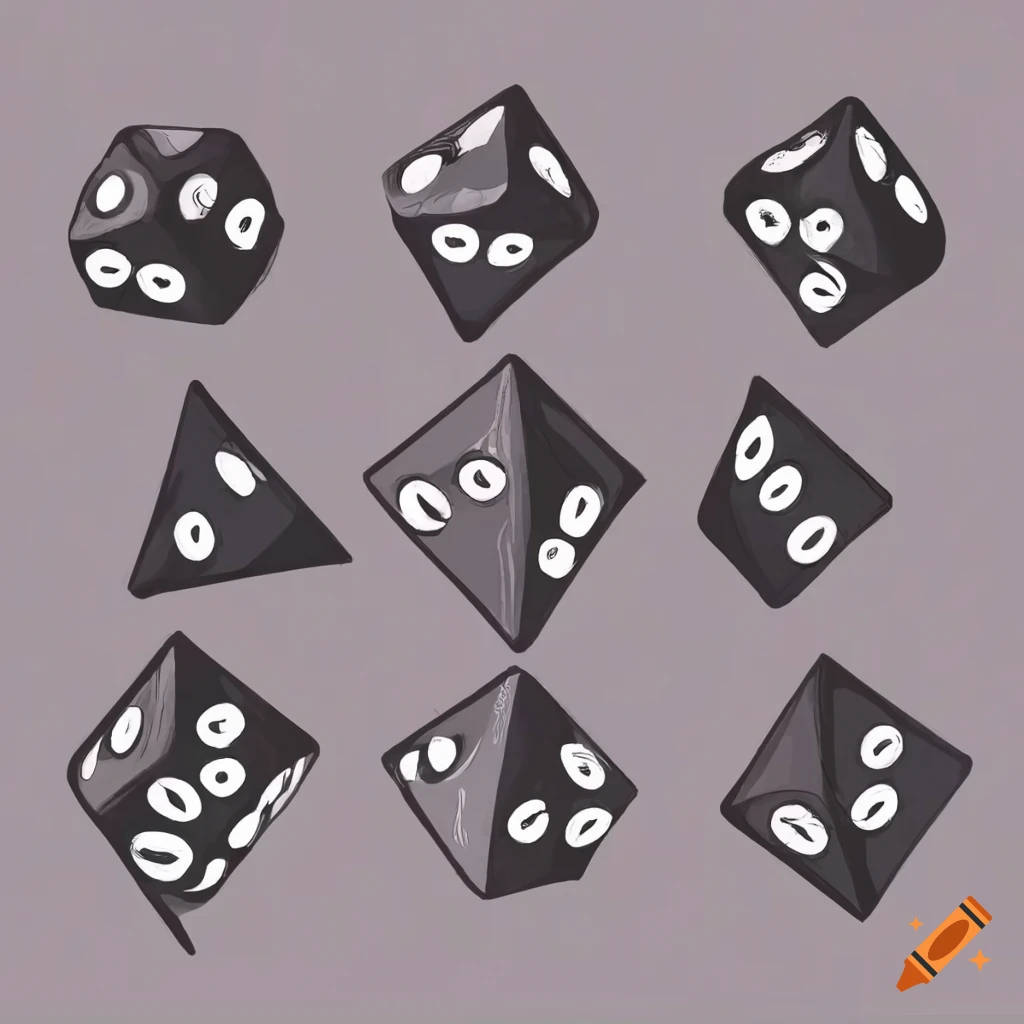 Line art of a dice set on Craiyon