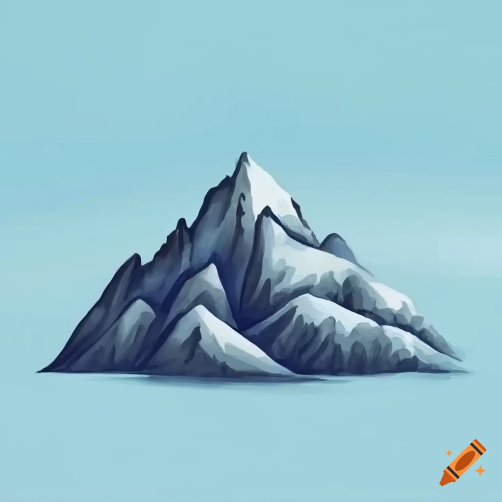 Artistic drawing of a mountain with clouds on Craiyon