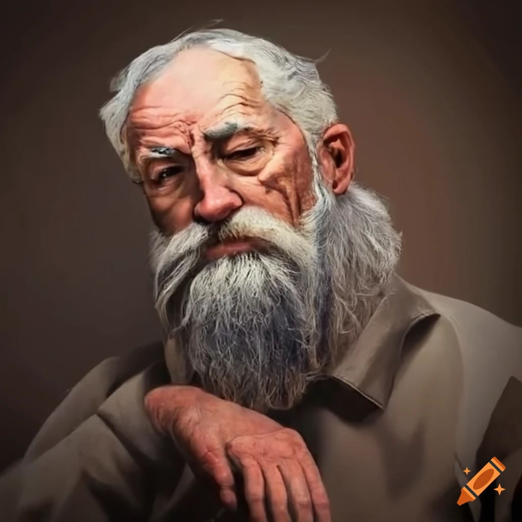 elderly man painting in a chair