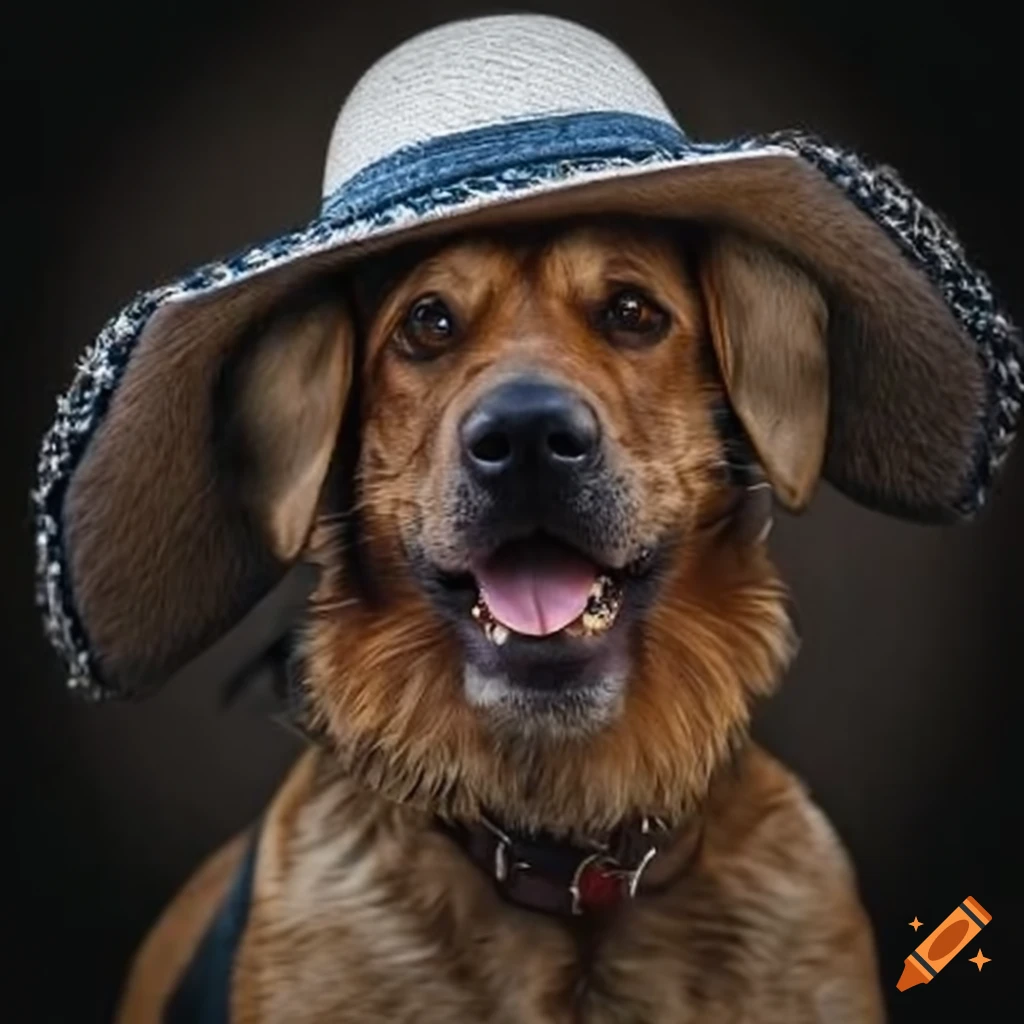 Dog wearing a hat on Craiyon