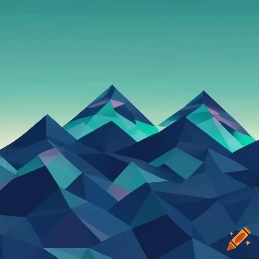 polygon style navy blue mountain range