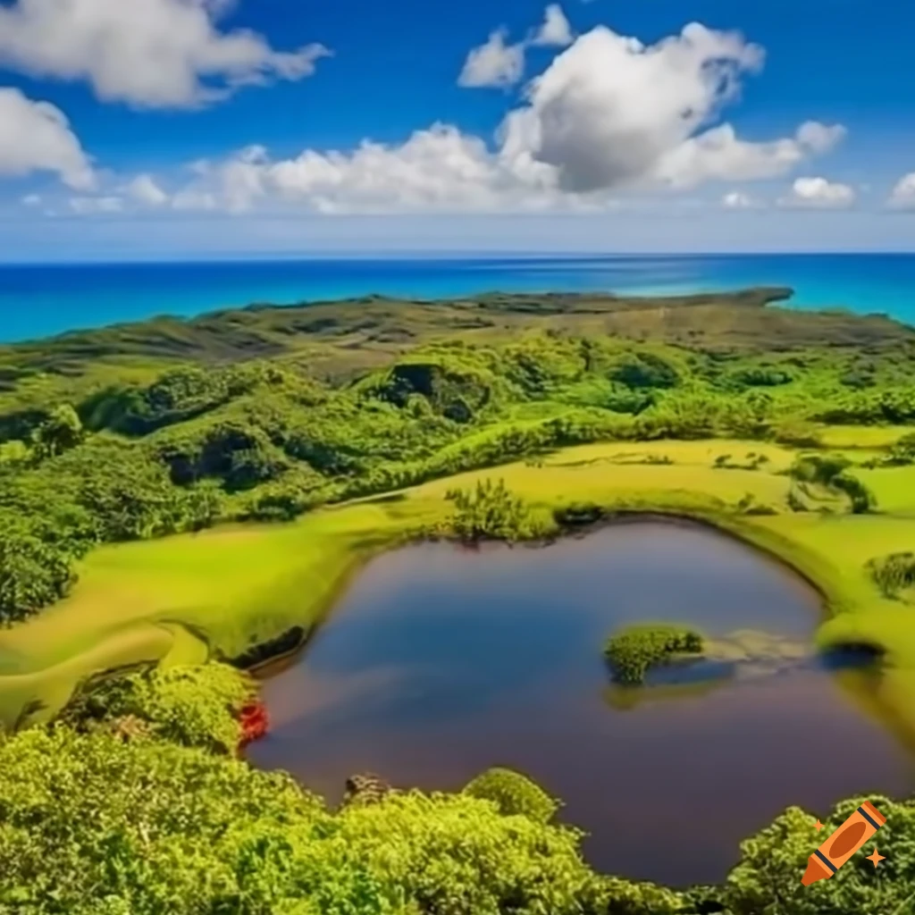 Scenic fish and duck pond in kahuku, oahu, hawaii on Craiyon
