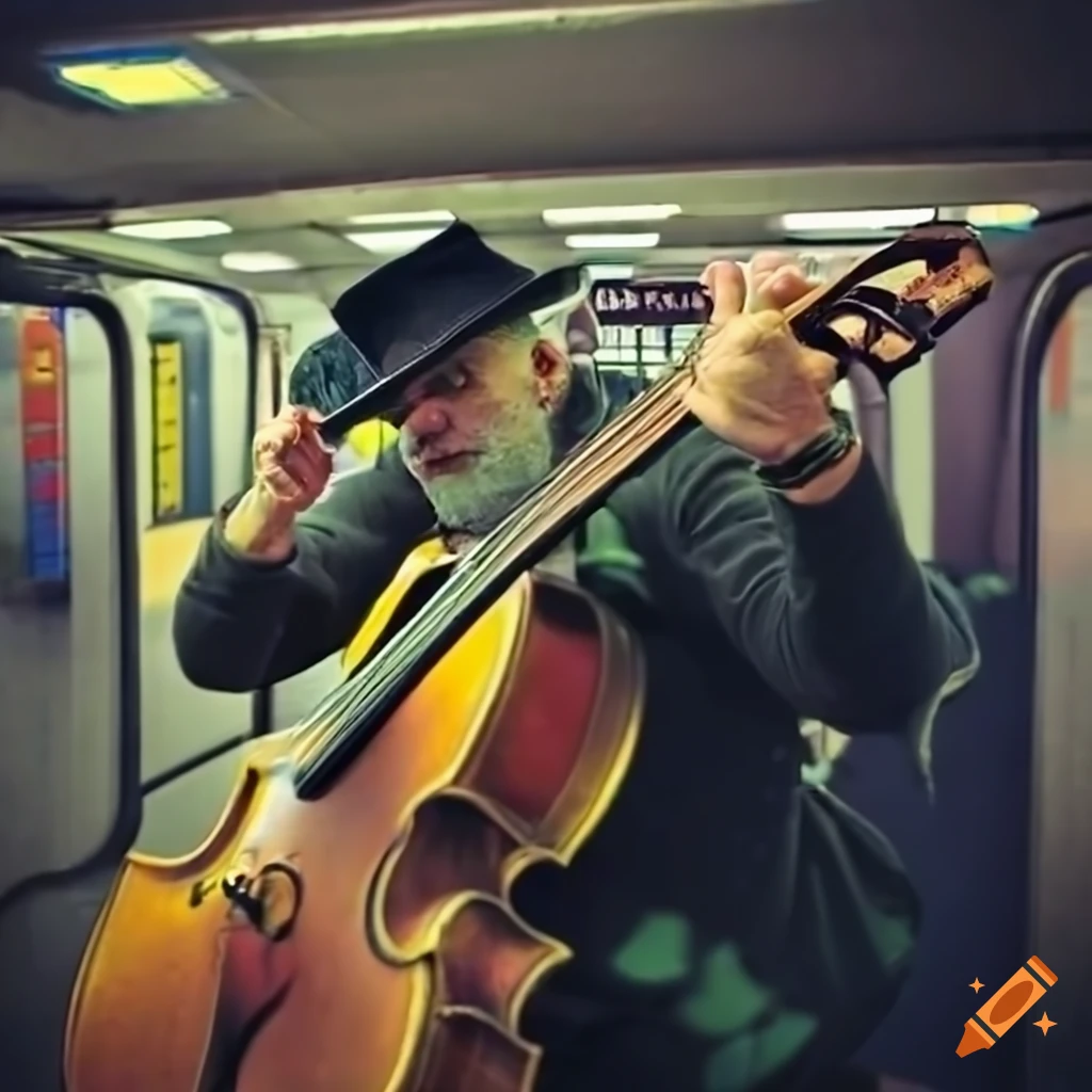 street musician playing in a subway station
