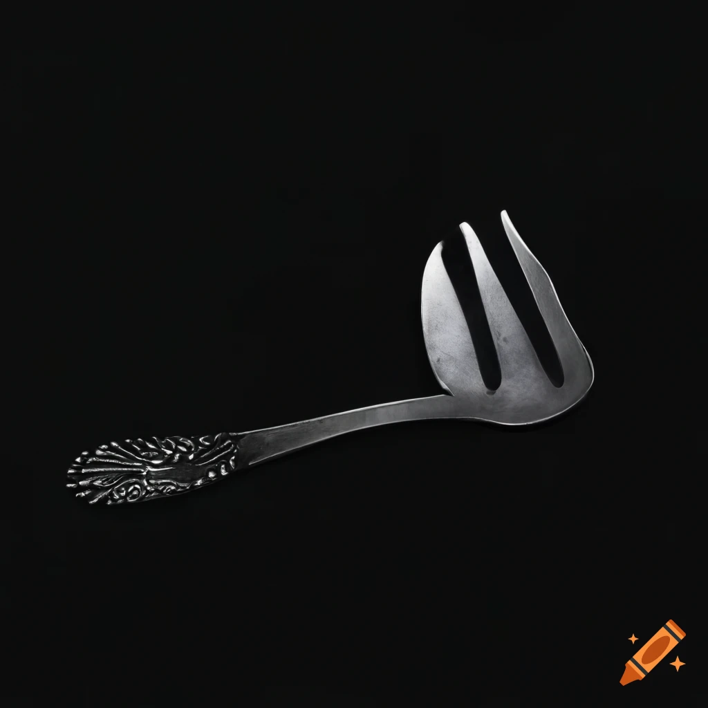 metallic cutlery in a tribal design