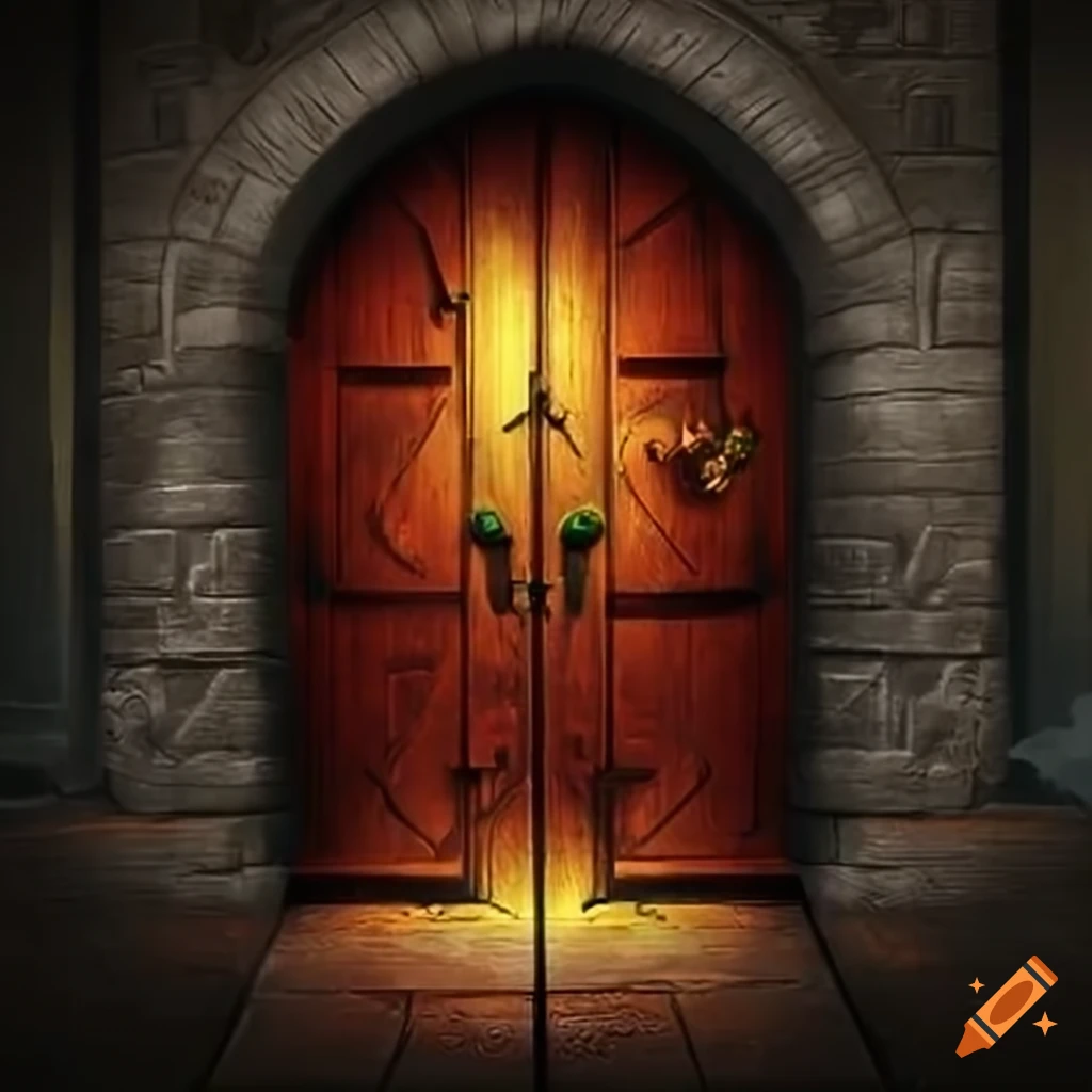Artistic depiction of a fantasy door on Craiyon