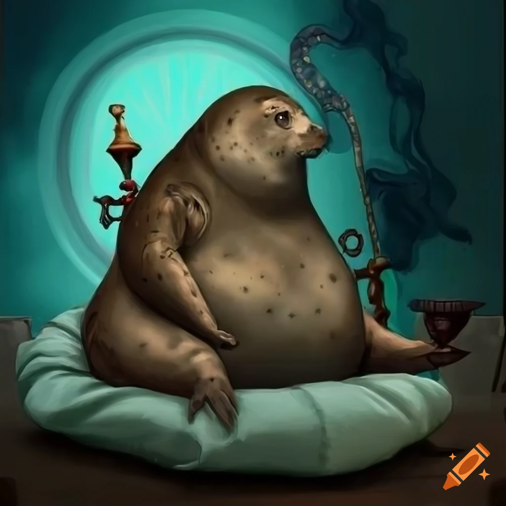 fantasy-digital-art-of-a-lounging-leopard-seal-with-a-hookah-on-craiyon
