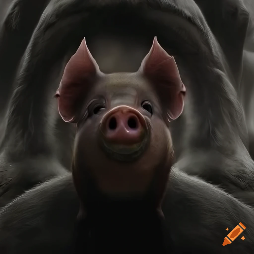 Adorable piglet sitting in a farmyard on Craiyon