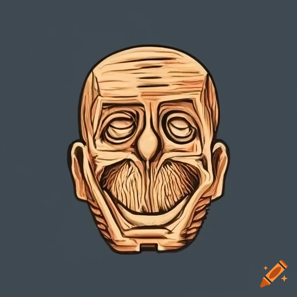 Solid wood head sculpture on Craiyon