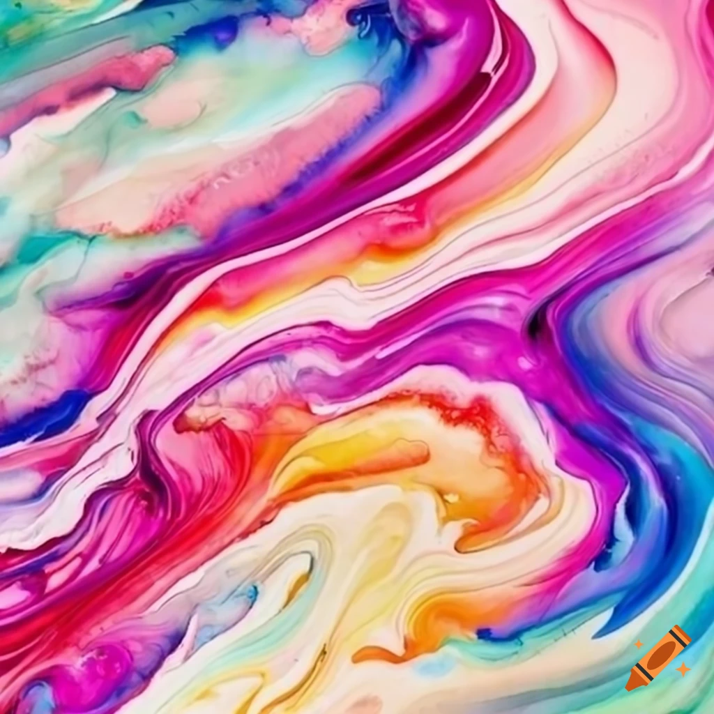 swirling flow in spring colors watercolor painting
