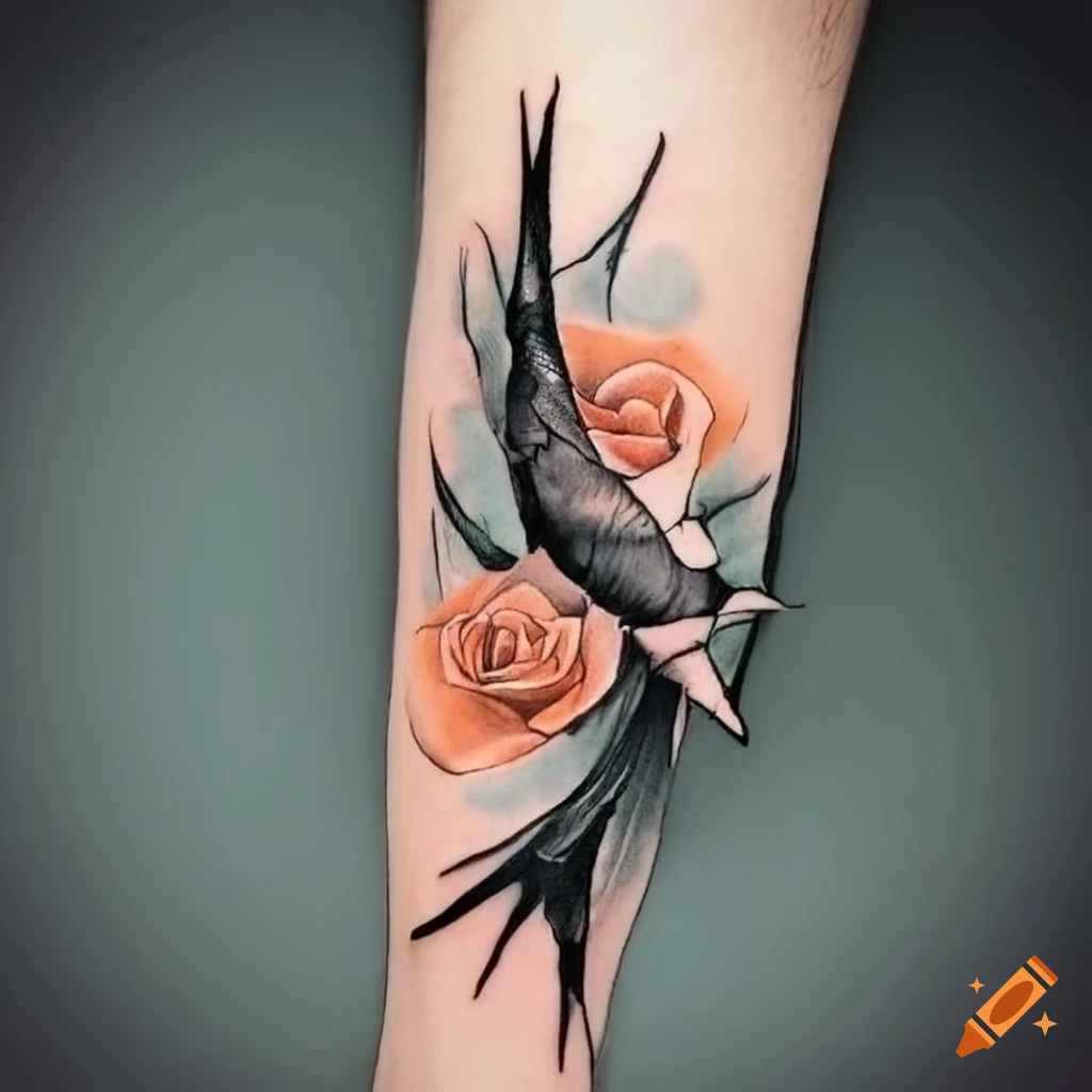 Silhouette Swift Swallow Hummingbird Bird in the Cage Freedom Temporary  Tattoo | eBay