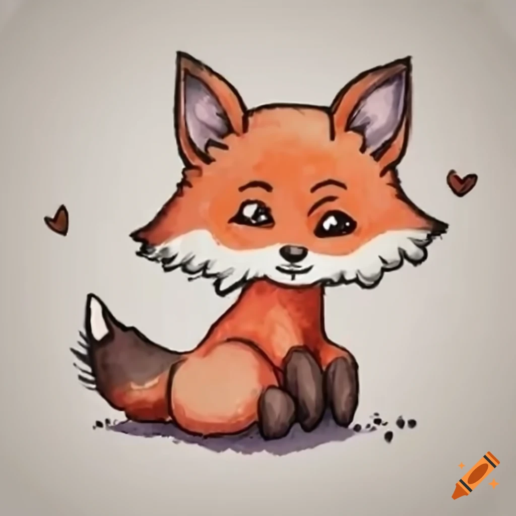 smiling baby fox in anime style