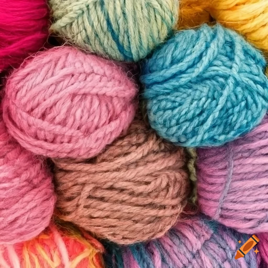 close-up of colorful wool bundles