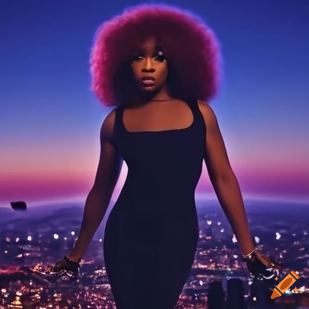 Sza overlooking los angeles at night on Craiyon