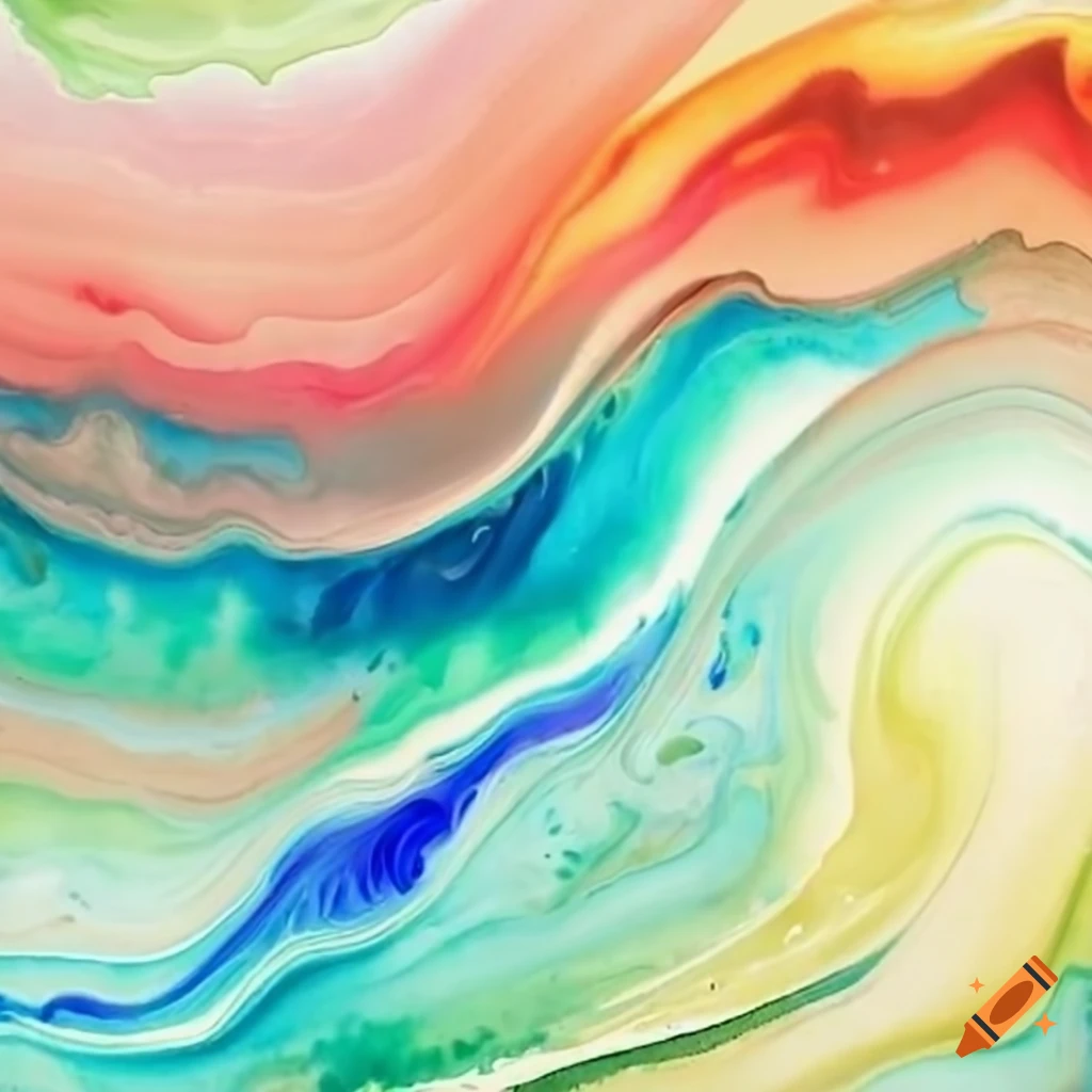 swirling watercolor painting with spring palette