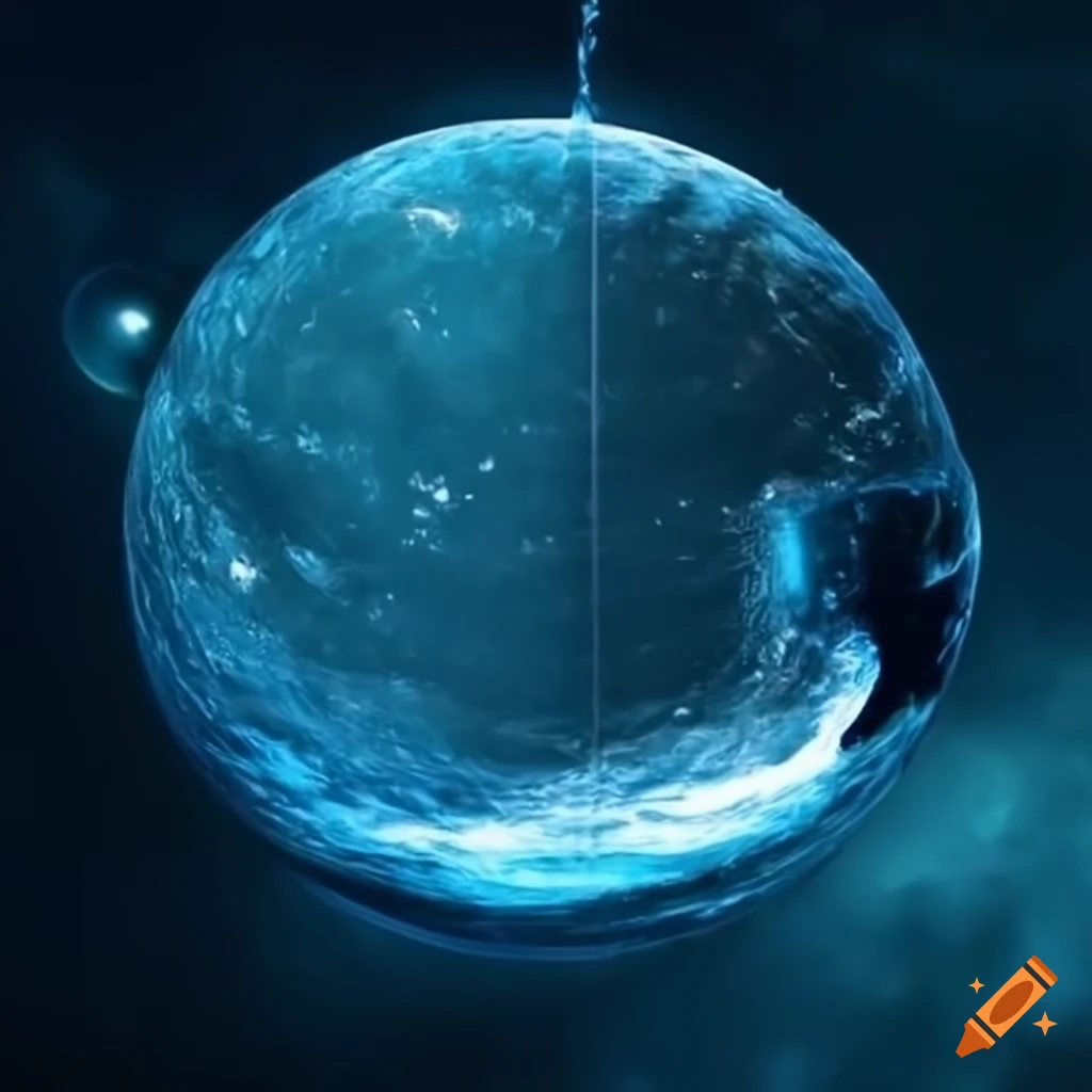 Floating water sphere in space on Craiyon