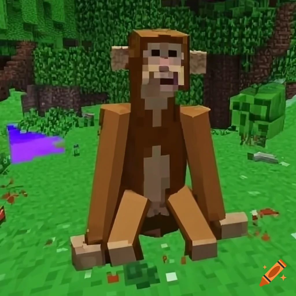 Monkey sitting in a tree speaking minecraft enchanting table on 