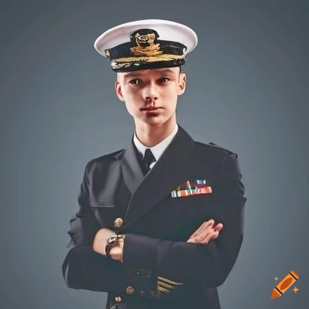portrait of a confident young man in navy uniform