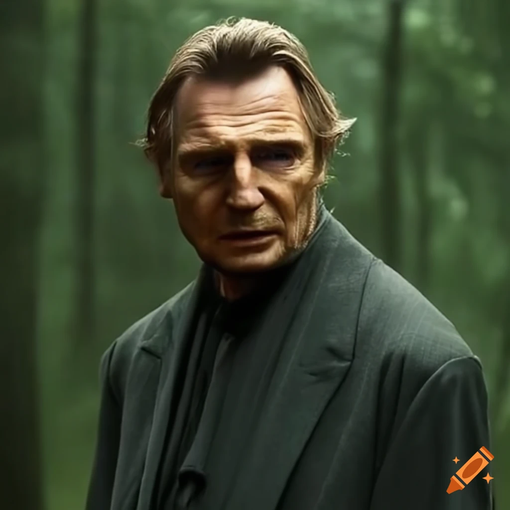 Liam neeson in a forest scene on Craiyon