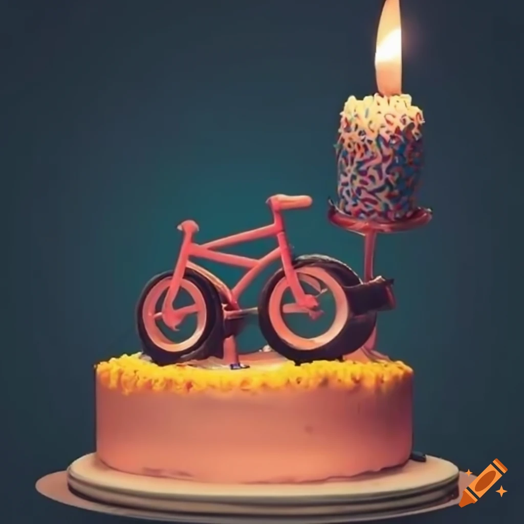 birthday cake with a bike decoration