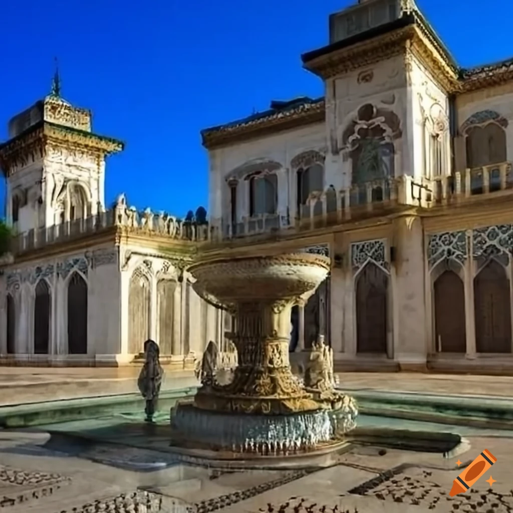 beautiful Algerian palace with water fountain