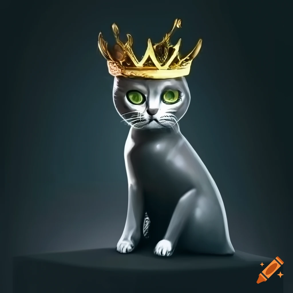 art deco cat wearing a crown
