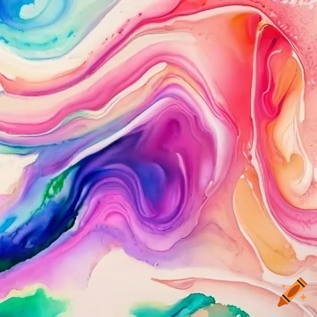 swirling flow in watercolor with spring colors