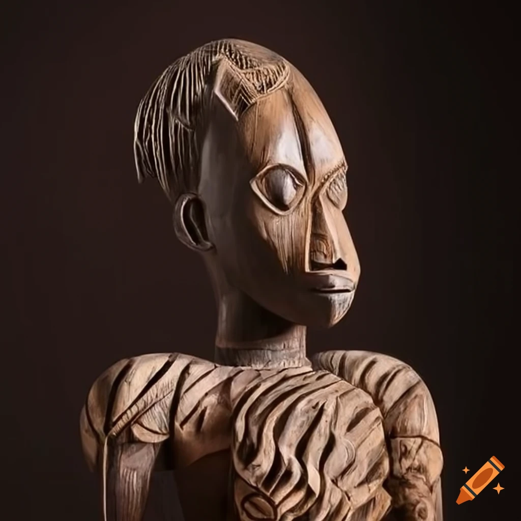 captivating wooden sculpture inspired by West African tribal art