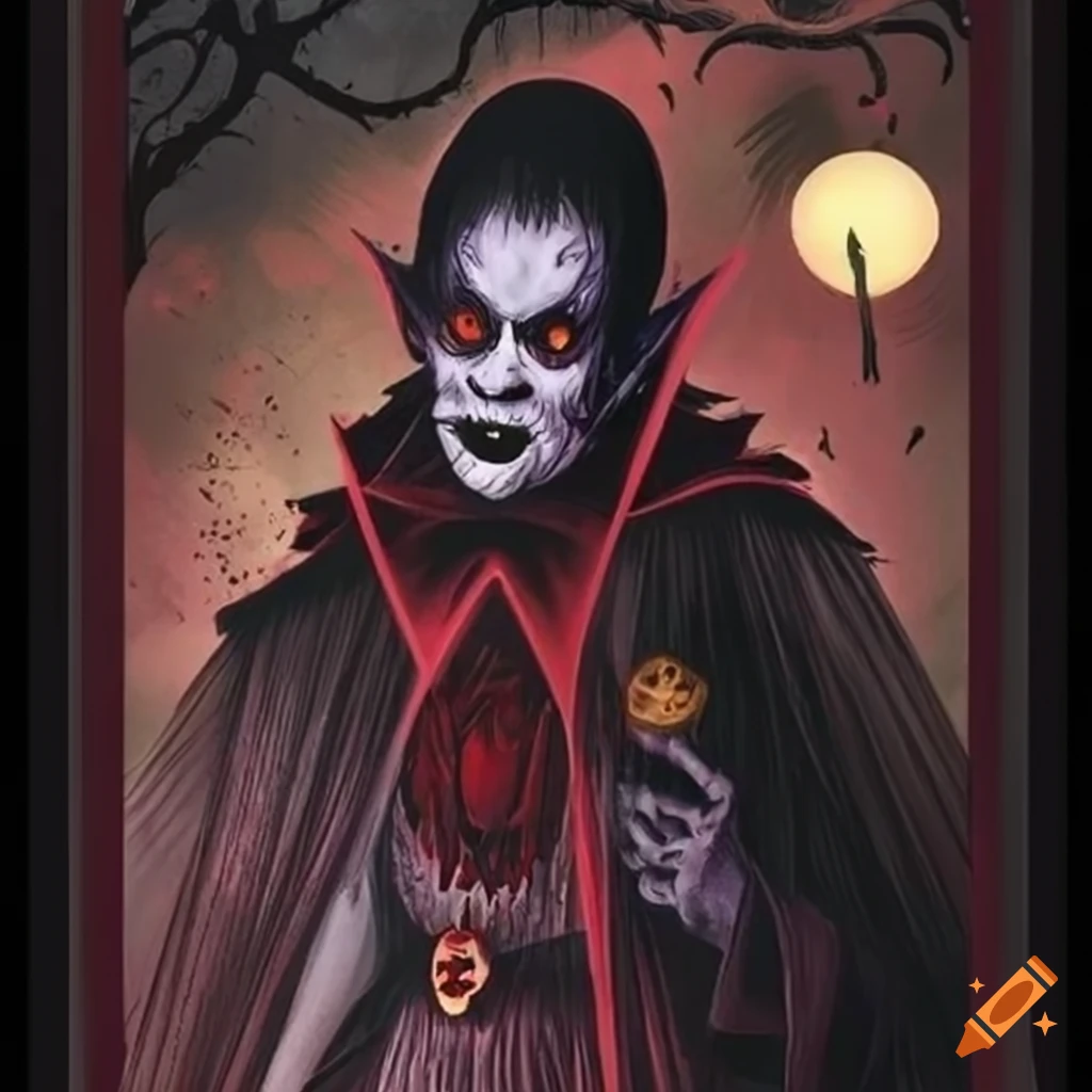 Halloween vampire on tarot card on Craiyon